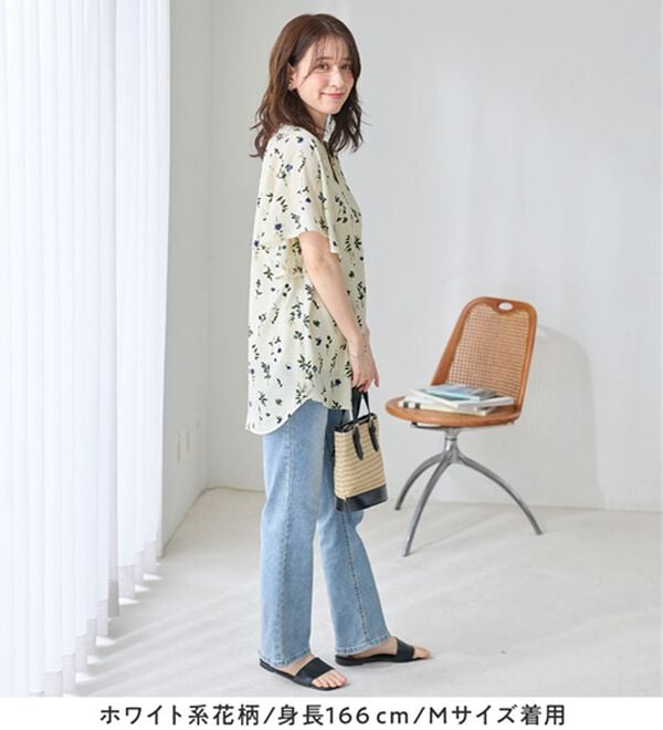 Viola e Viola（ヴィオラ エ ヴィオラ）の「【選べる２丈】さらっと涼感フレアスリーブブラウス（ブラウス）」｜詳細画像