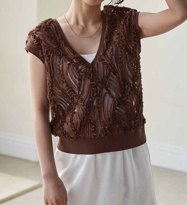 前後2WAY】シアー刺しゅうベスト - ベルーナ【公式】