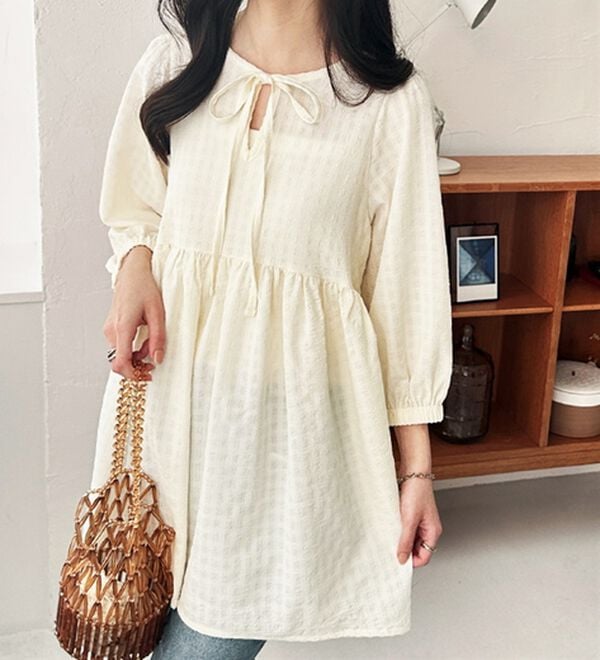 GeeRA（ジーラ）の「前後２ＷＡＹチェックペプラムチュニック（チュニック）」｜詳細画像