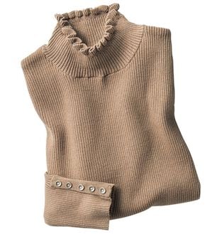 VINNO（ヴィノ）の「カシミヤ入リブタートルニット（ニット・セーター）」｜ベージュ