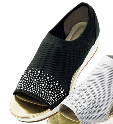 BELLUNA（ベルーナ）の「きらめきビジューのニットウェッジサンダル（サンダル・ミュール）」