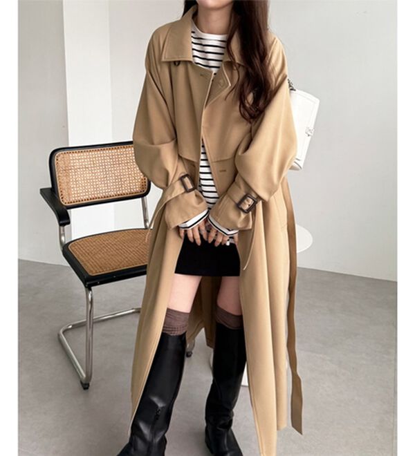 GeeRA（ジーラ）の「『ドラマ着用商品』上品オーバーサイズトレンチコート（ロングコート）」｜詳細画像