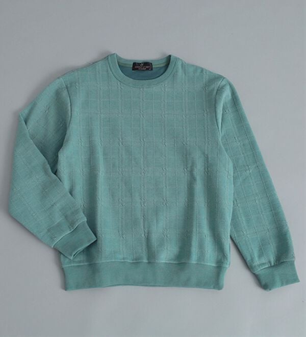 「＜コムルヴァン・オム＞チェック柄ふくれジャカードトレーナー（メンズトレーナー）」｜詳細画像