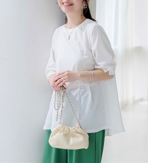 BELLUNA（ベルーナ）の「ジョーゼット素材タック使いＴブラウス（ブラウス）」｜詳細画像