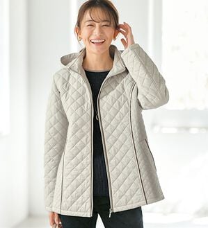 BELLUNA（ベルーナ）の「配色パイピング使い中わたキルトコート（ハーフコート）」｜詳細画像