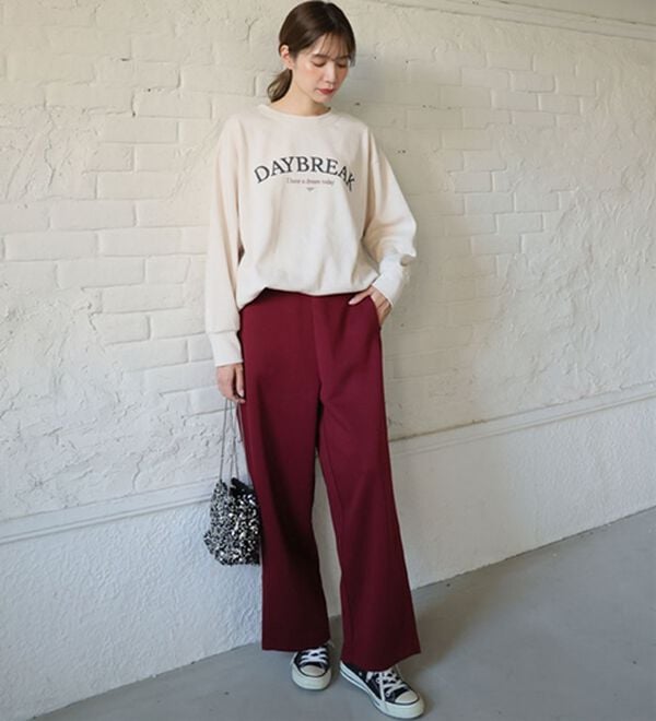 A HAPPY MARILYN（アハッピーマリリン）の「【Ｌ～６Ｌ】丈が選べる 脚痩せ ポンチ カーブパンツ ストレッチ ワイドパンツ（ワイドパンツ・ガウチョ）」｜詳細画像