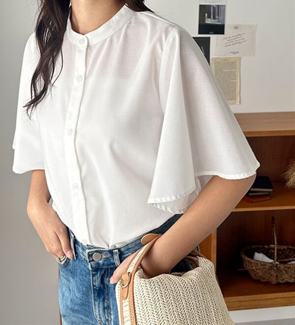 GeeRA（ジーラ）の「フレアー袖バンドカラーブラウス（ブラウス）」｜詳細画像