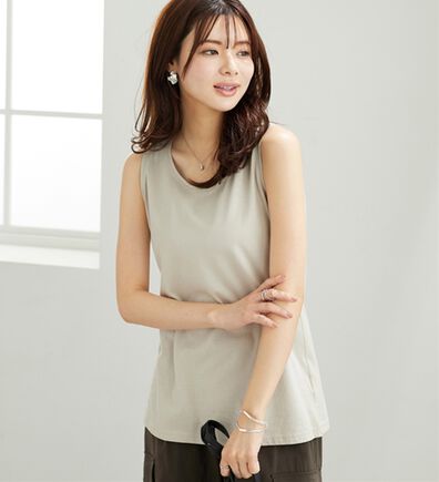 BELLUNA（ベルーナ）の「ヒンヤリ！綿１００％サマ見えタンクトップ（タンクトップ・キャミソール）」