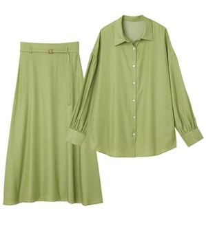 RANAN（ラナン）の「カラーシャンブレーセットアップ（セットアップ）」｜ピスタチオ