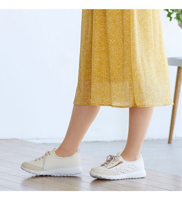 BELLUNA（ベルーナ）の「＜ＥＤＷＩＮ＞牛床革のびる履き口スニーカー（スニーカー）」｜詳細画像