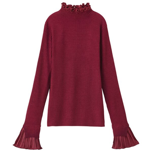 GeeRA（ジーラ）の「プリーツ付ハイネックリブニットトップス（ニット・セーター）」｜詳細画像