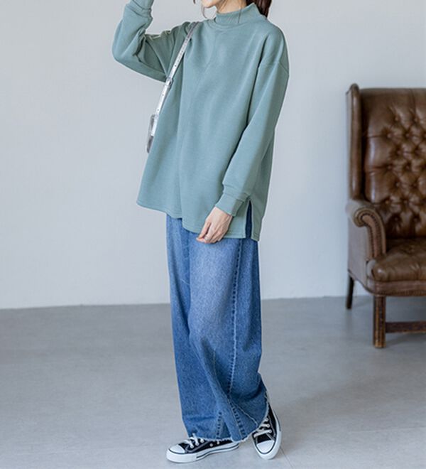 BELLUNA（ベルーナ）の「リブ使いがかわいい裏起毛トレーナー（チュニック）」｜詳細画像