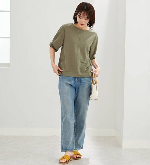 BELLUNA（ベルーナ）の「【接触冷感】涼感素材袖パールデザインプルオーバー（カットソー）」｜詳細画像