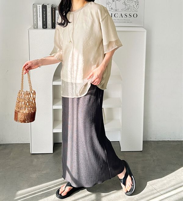 GeeRA（ジーラ）の「オーガンジーレイヤードＴシャツ（カットソー）」｜詳細画像