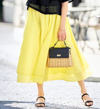 BELLUNA（ベルーナ）の「ふわりと揺れる綿素材フレアースカート（ロングスカート）」