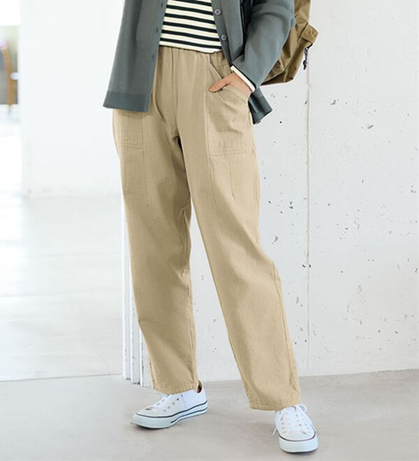 BELLUNA（ベルーナ）の「《ＨｕｇＲｅａｍコットン》ガーゼコロンパンツ（フルレングスパンツ）」｜ベージュ