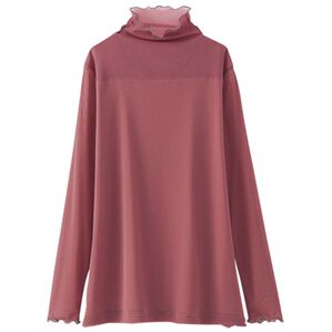 BELLUNA（ベルーナ）の「重ねるだけでサマになる！あったかシアーハイネックプルオーバー（カットソー）」｜グレイッシュピンク