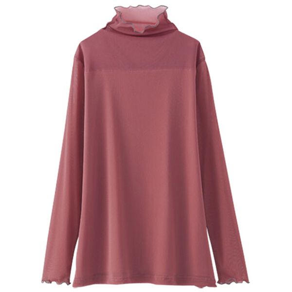 BELLUNA（ベルーナ）の「重ねるだけでサマになる！あったかシアーハイネックプルオーバー（カットソー）」｜グレイッシュピンク