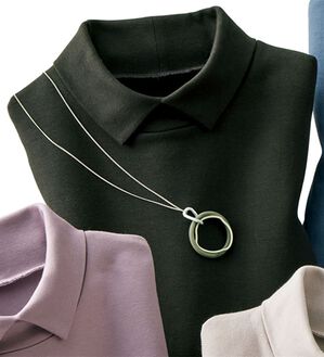 ルフラン（ルフラン）の「柔らかコットン衿付プルオーバー（カットソー）」｜チャコール