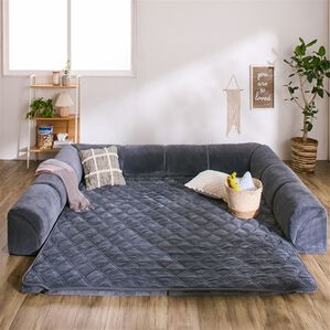 iellio（イエリオ）の「ゆったり・まったりクッション一体型ラグ＜フロアソファ・ローソファー＞（ラグ）」｜チャコールグレー