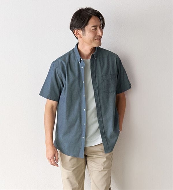 「＜シンプル＆プラス＞お手入れ簡単オックスフォードシャツ（メンズシャツ）」｜詳細画像