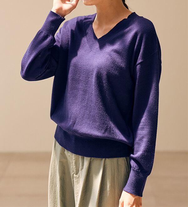 RANAN（ラナン）の「もちもちベーシックニット（Vネック・ハイネック）（ニット・セーター）」｜詳細画像