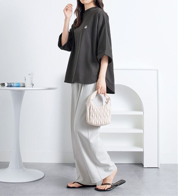 Viola e Viola（ヴィオラ エ ヴィオラ）の「【ビバリーヒルズポロクラブ】ミニ裏毛ロールアップワイドTシャツ（Tシャツ）」｜詳細画像