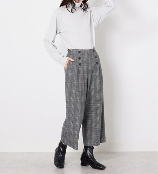 BELLUNA（ベルーナ）の「ストレッチ素材ボタン使いワイドパンツ（その他パンツ）」｜詳細画像