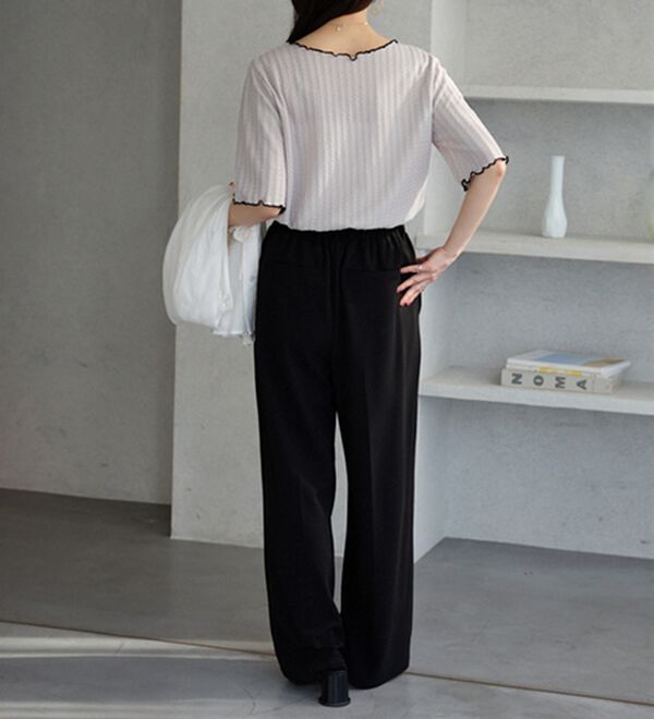 GeeRA（ジーラ）の「配色メロー５分袖表面感カットソー（カットソー）」｜詳細画像