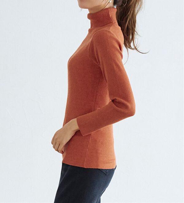 Pierrot（ピエロ）の「肌触りなめらかリブタートルネックニット（ニット・セーター）」｜詳細画像