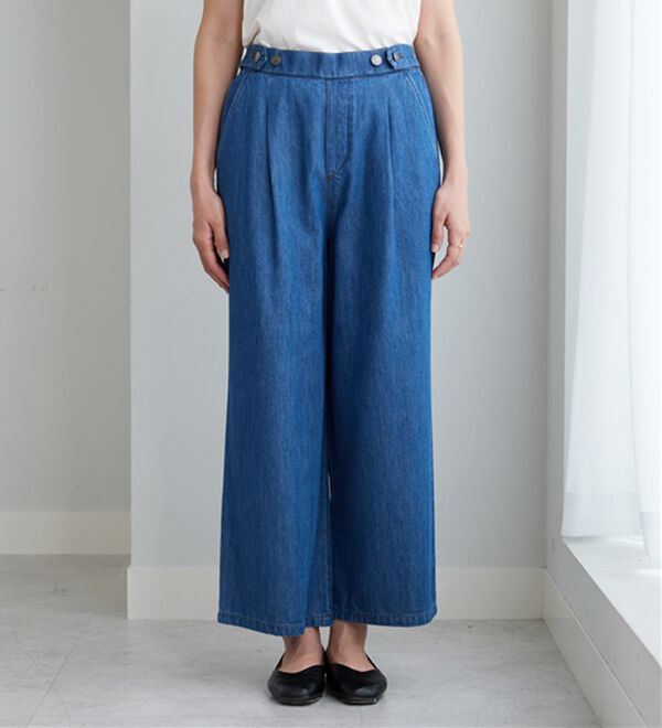 BELLUNA（ベルーナ）の「やわらかデニム素材ボタン使いワイドパンツ（ワイドパンツ・ガウチョ）」｜詳細画像