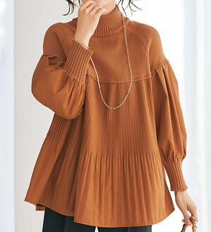 BELLUNA（ベルーナ）の「一枚着て体型カバー！プリーツ切替ブラウス（ブラウス）」｜詳細画像