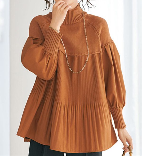 BELLUNA（ベルーナ）の「一枚着て体型カバー！プリーツ切替ブラウス（ブラウス）」｜詳細画像