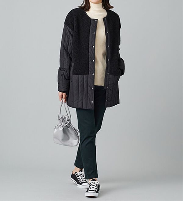 BELLUNA（ベルーナ）の「＜＆ｃｏｃｏｃｈｉ＞ハピネスコットン100％&times;吸湿発熱リブタートルニット（ニット・セーター）」｜詳細画像