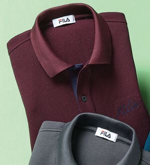 「＜フィラ＞裏起毛ワッフルポロシャツ（メンズポロシャツ）」｜ダークワイン
