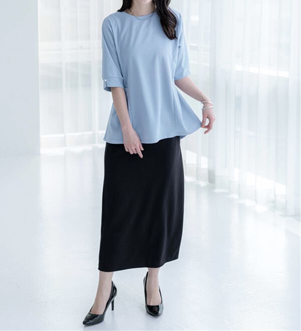 BELLUNA（ベルーナ）の「ジョーゼット素材タック使いＴブラウス（ブラウス）」｜詳細画像