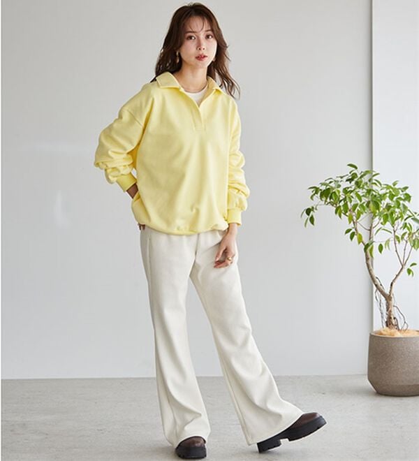 RANAN（ラナン）の「あったか裏ベロアニットコールフレアパンツ（フルレングスパンツ）」｜詳細画像