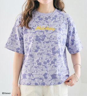 BELLUNA（ベルーナ）の「＜Ｄｉｓｎｅｙ＞【ミッキー】総柄プリントボックスシルエットTシャツ（カットソー）」｜ラベンダー