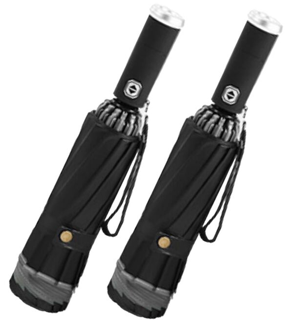 「ＬＥＤライト付折りたたみ傘　２本セット（レイングッズ）」｜詳細画像