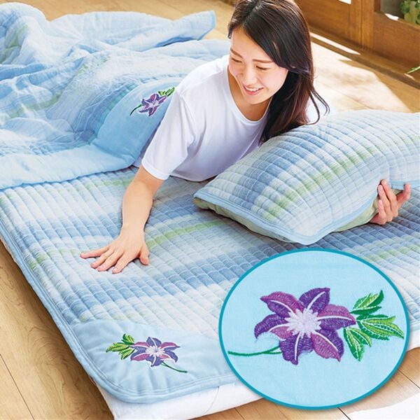 「さわやか綿しじら刺繍入り軽寝具シリーズ（敷パッド）」｜詳細画像
