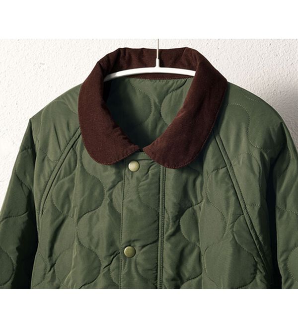 BELLUNA（ベルーナ）の「＜＆ｃｏｃｏｃｈｉ＞配色コーデュロイ衿中わたキルトコート（ハーフコート）」｜詳細画像