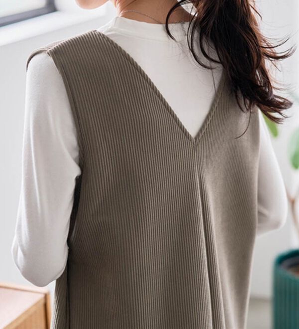 RANAN（ラナン）の「あったか裏ベロアニットコールジャンパースカート（ジャンパースカート）」｜詳細画像