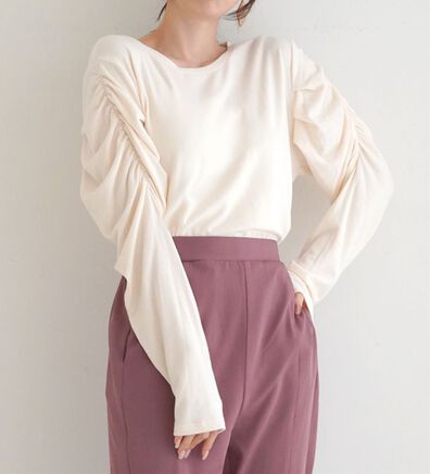 A HAPPY MARILYN（アハッピーマリリン）の「【Ｌ～６Ｌ】【ＭａｒｉｌｙｎＳｗｅｅｔ】体型別フェミニン パフスリーブカットソープルオーバー（カットソー）」