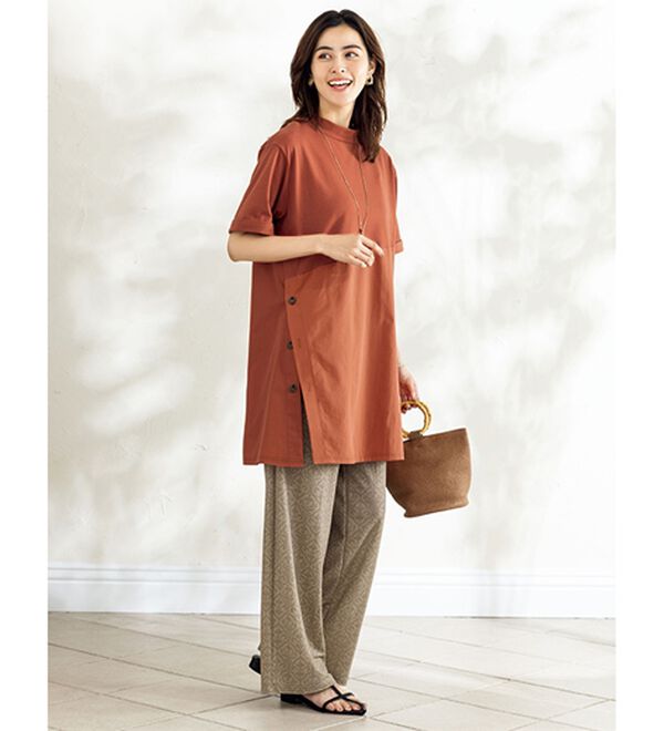 ルフラン（ルフラン）の「【３色組】ボタン使い異素材チュニック（チュニック）」｜詳細画像