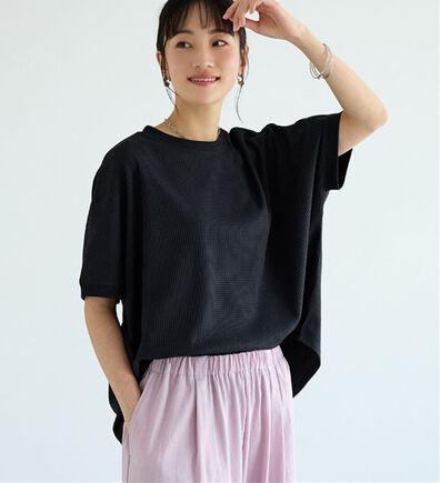 BELLUNA（ベルーナ）の「【快適Ｌａｂ．】ドライワッフル素材ドルマンプルオーバー（カットソー）」