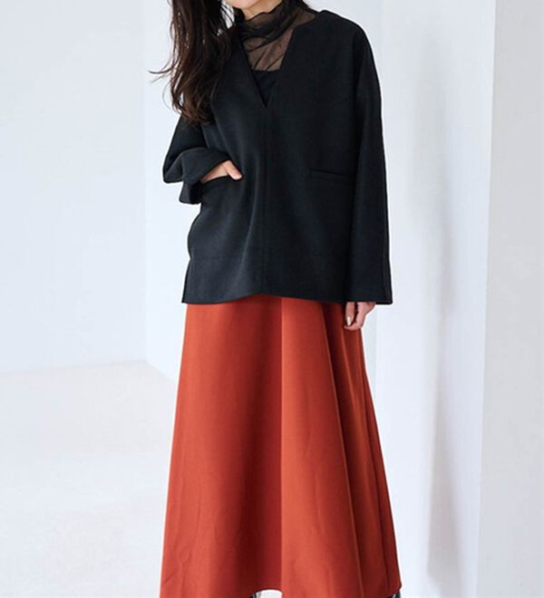 RANAN（ラナン）の「メルトン調素材深Ｖネックポンチョプルオーバー（カットソー）」｜詳細画像