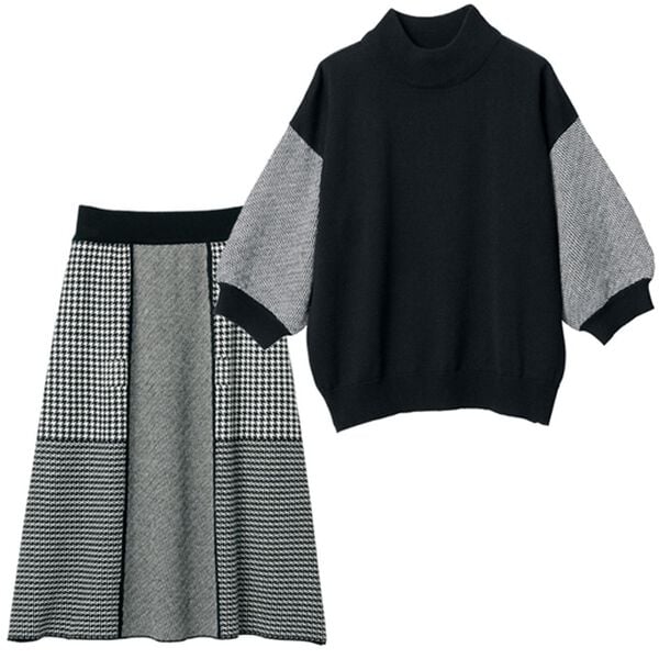 RANAN（ラナン）の「編柄切替ニットセットアップ（ニット・セーター）」｜モノトーン系