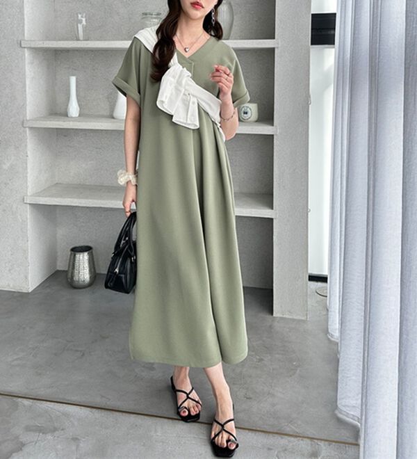 GeeRA（ジーラ）の「ひんやり快適！ジャカードスキッパーワンピ（カットソーワンピース）」｜詳細画像