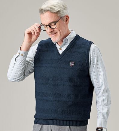 「【３色組】＜ダンロップ・リファインド＞さらっと軽量メッシュニットベスト（メンズニット・セーター）」