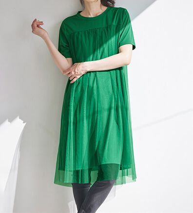 RANAN（ラナン）の「ひんやり！チュールレイヤードチュニックワンピース（チュニックワンピース）」